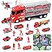 deAO Camion di Emergenza Trasportatore Valigetta Porta Auto Giocattolo Include Un assortimento di Veicoli pressofusi, mappe e Personaggi dei Vigili del Fuoco