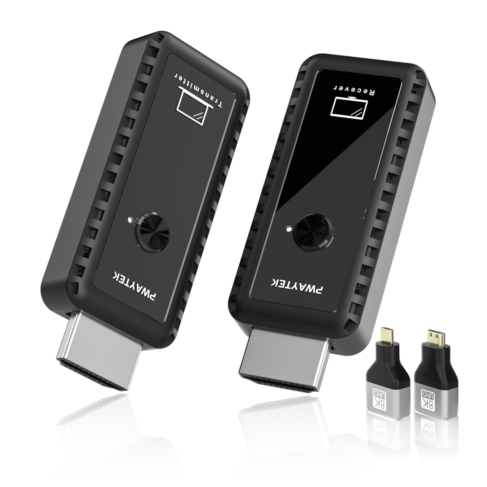 PWAYTEK Trasmettitore e ricevitore HDMI wireless con decodifica 4K, uscita 1080P, portata 164FT, doppia banda 2,4G/5G, per PC/laptop/TV/proiettore, Plug & Play, senza app