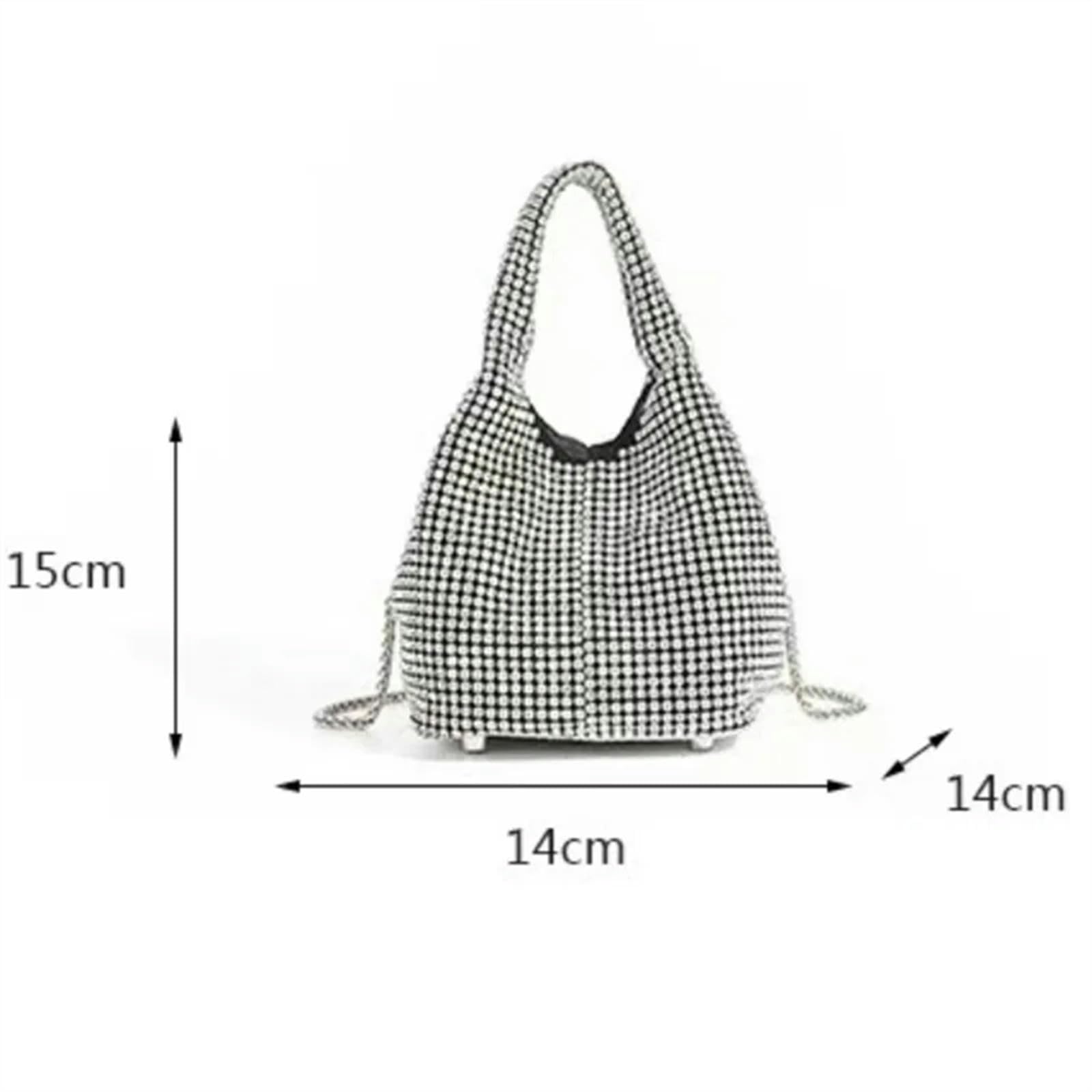 Pochette Donna da Borsa Maniglia Strass Sera Borsa Donna Borsa da Sposa Borsa Donna Bucket Bag Borsa A Tracolla-giallo-14x14x15cm
