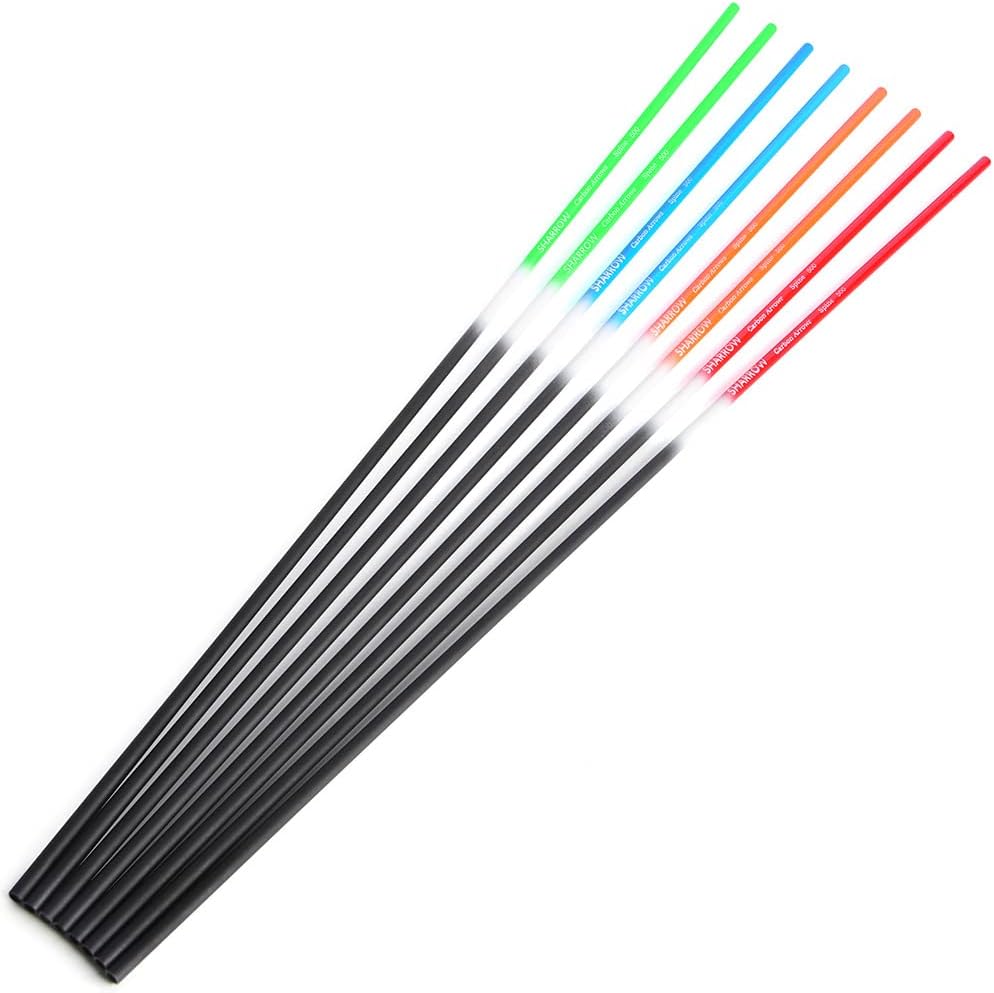 wolfman 30 Inch Carbon Arrow Shafts ID 6.2mm/.244" Bare Shaft Arrow Shaft Tube 500 Spine for Archery DIY Arrows 12/24pcs