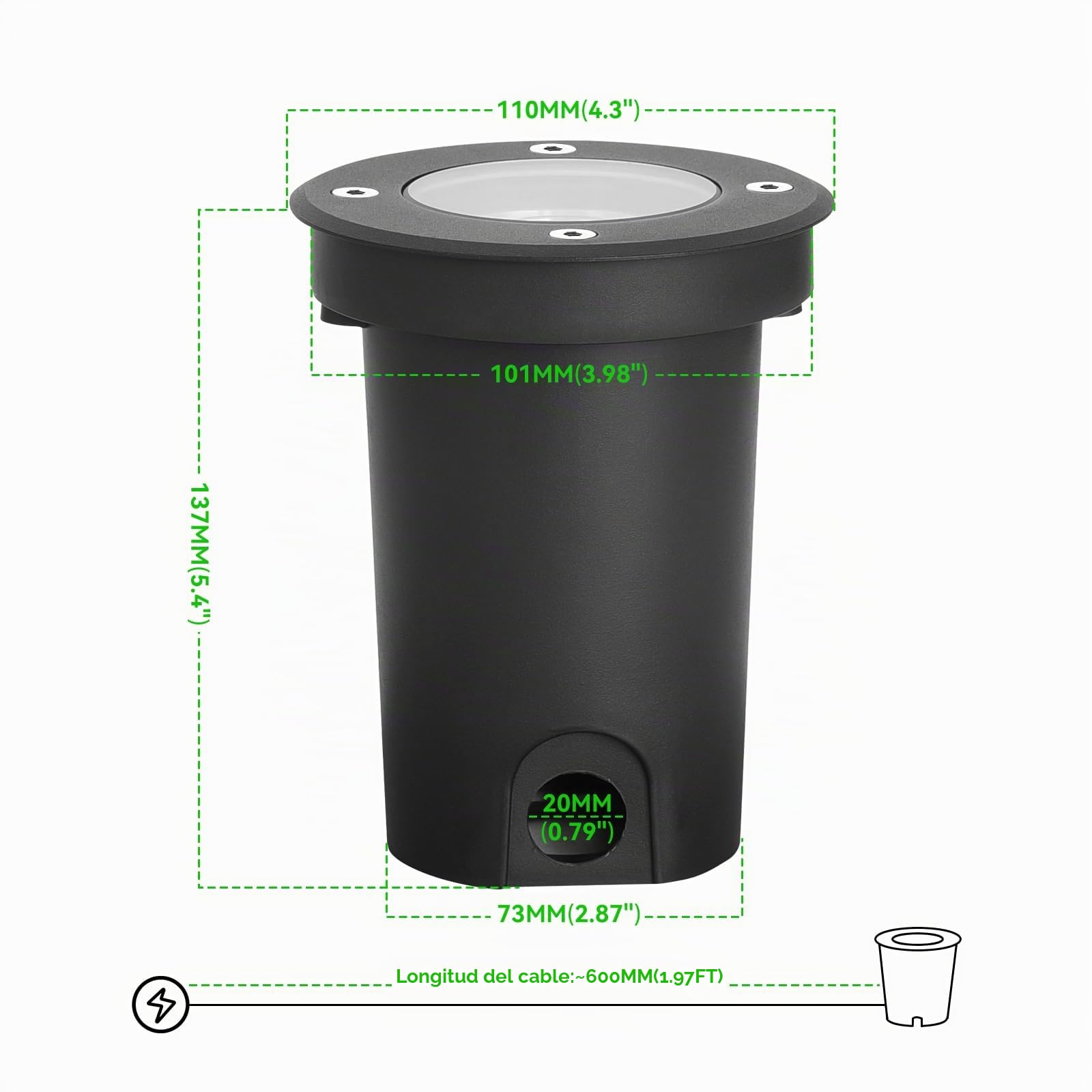 Foco empotrable para exterior (3 W, 230 V, 3000 K, color blanco cálido, para jardín, camino parque patio, para jardín