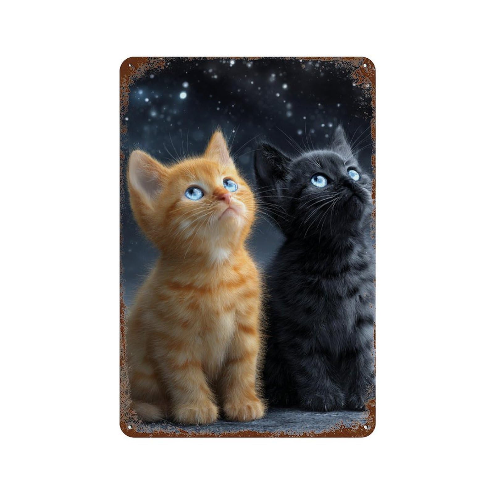 Cute Kitten Duo-1 Retro Metal Sign 11.8"x7.9", Shabby Chic Decor for Bistro, Counter And Cafe Decor