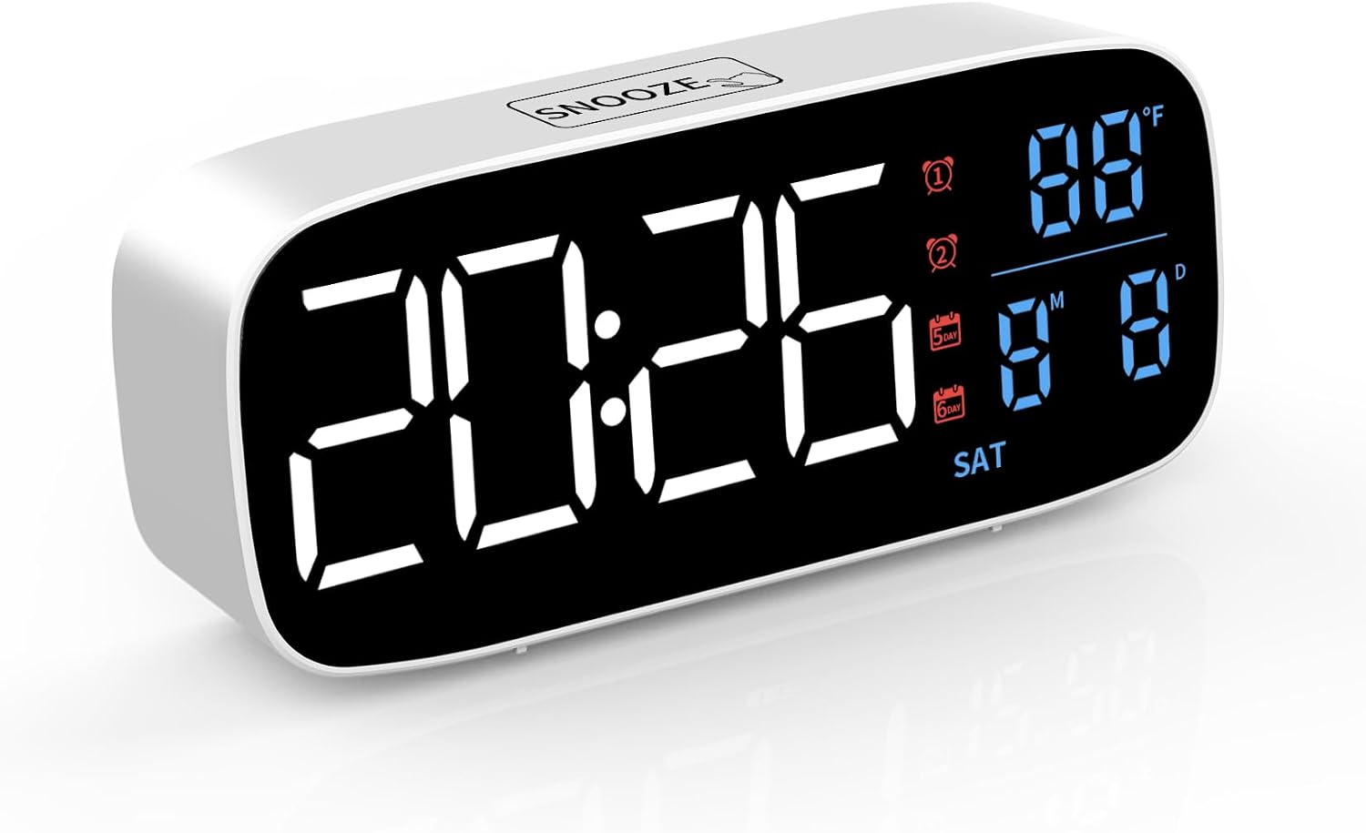 3 in 1 LED Compact Plug-in Digital Alarm Clock for Bedroom,heavy sleepers