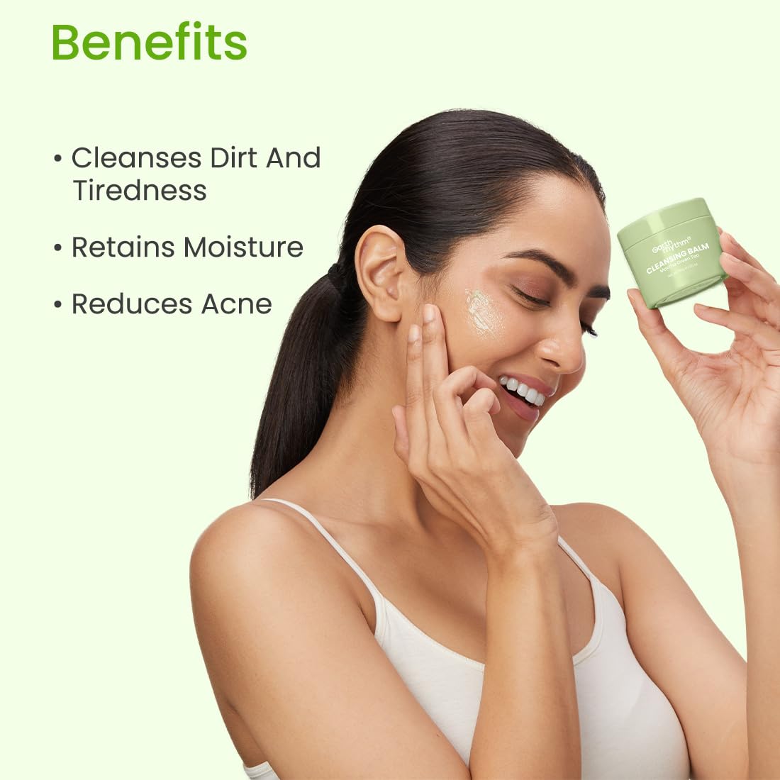 Earth Rhythm Matcha Green Tea Makeup Remover Cleansing Balm | Cleanse Makeup, Removes Excess Oil & Dirt, Detoxifies & Clear Pores | For All Skin Type | Men & Women – 40g - Image 3 thumbnail