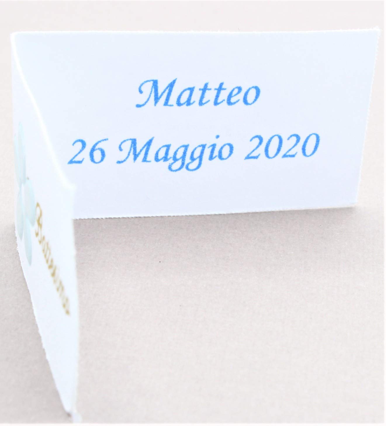 LE GEMME DI VENEZIA Bigliettini Bomboniera Battesimo Fiore Celeste Stampa Personalizzata a Colori in Omaggio (Pezzi 200)