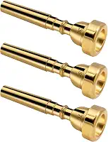 Pacote com 3 peças para trompete 3C 5C 7C acessório para trompete, conjunto de bocal trompete com latão de alta qualidade adequado para iniciantes e jogadores profissionais (Dourado)