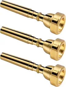 Pacote com 3 peças para trompete 3C 5C 7C acessório para trompete, conjunto de bocal trompete com latão de alta qualidade adequado para iniciantes e jogadores profissionais (Dourado)