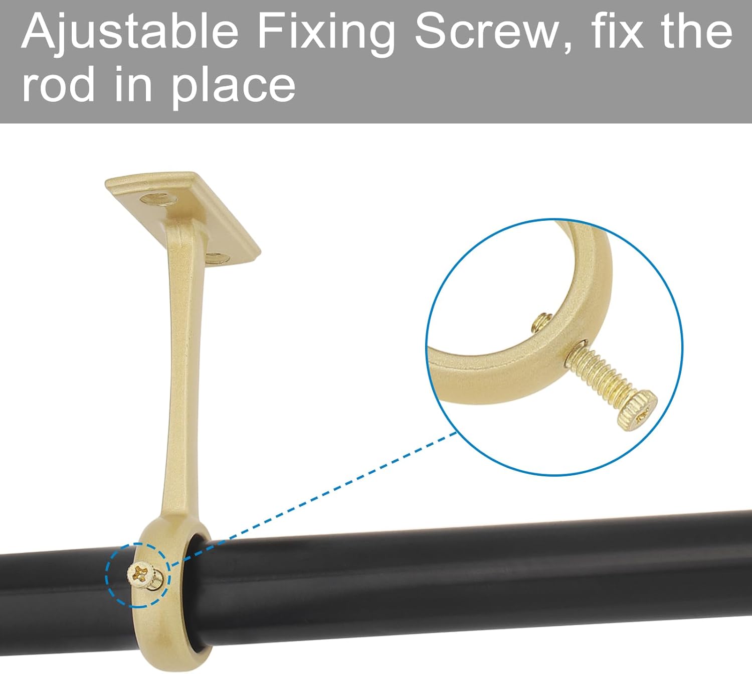 Ceiling-Mount Curtain Rod Brackets, Heavy Duty Ceiling and Wall Curtain Rod Holder for 1 Inch Drape Pole (6, Gold, for 1 Inch Pole)