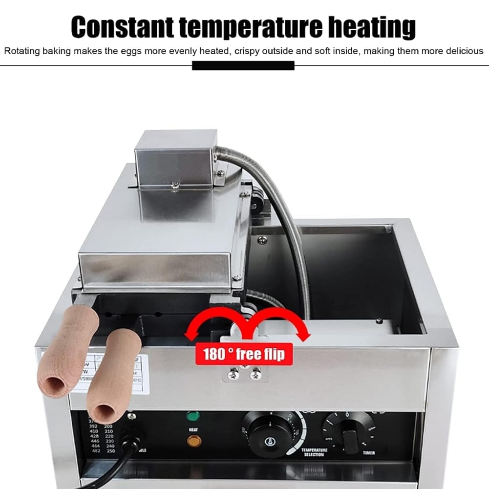 FURLOU Máquina para Hacer gofres con Forma de Huevo Comercial, máquina para Hacer gofres de Huevo Antiadherente eléctrica de 1800 We, máquina para Hacer Bolas de gofres con brocheta de Burbujas