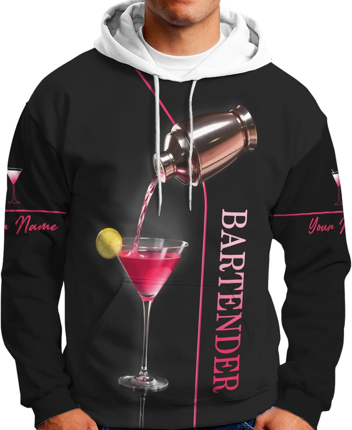Personalized Bartender 3D Shirt, Custom Name Bartender 3D All Over Print T-Shirt for Men Women Full Size S-5XL