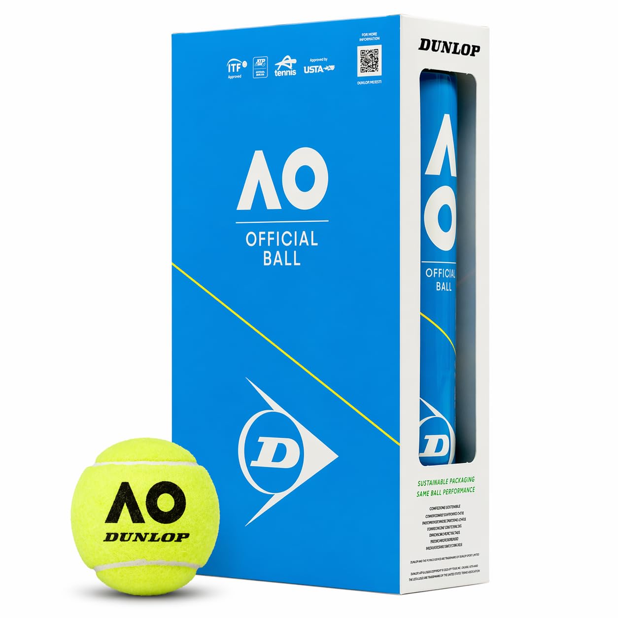 Dunlop Tennis Balls Australian Open, 8 Balls (2 x 4)