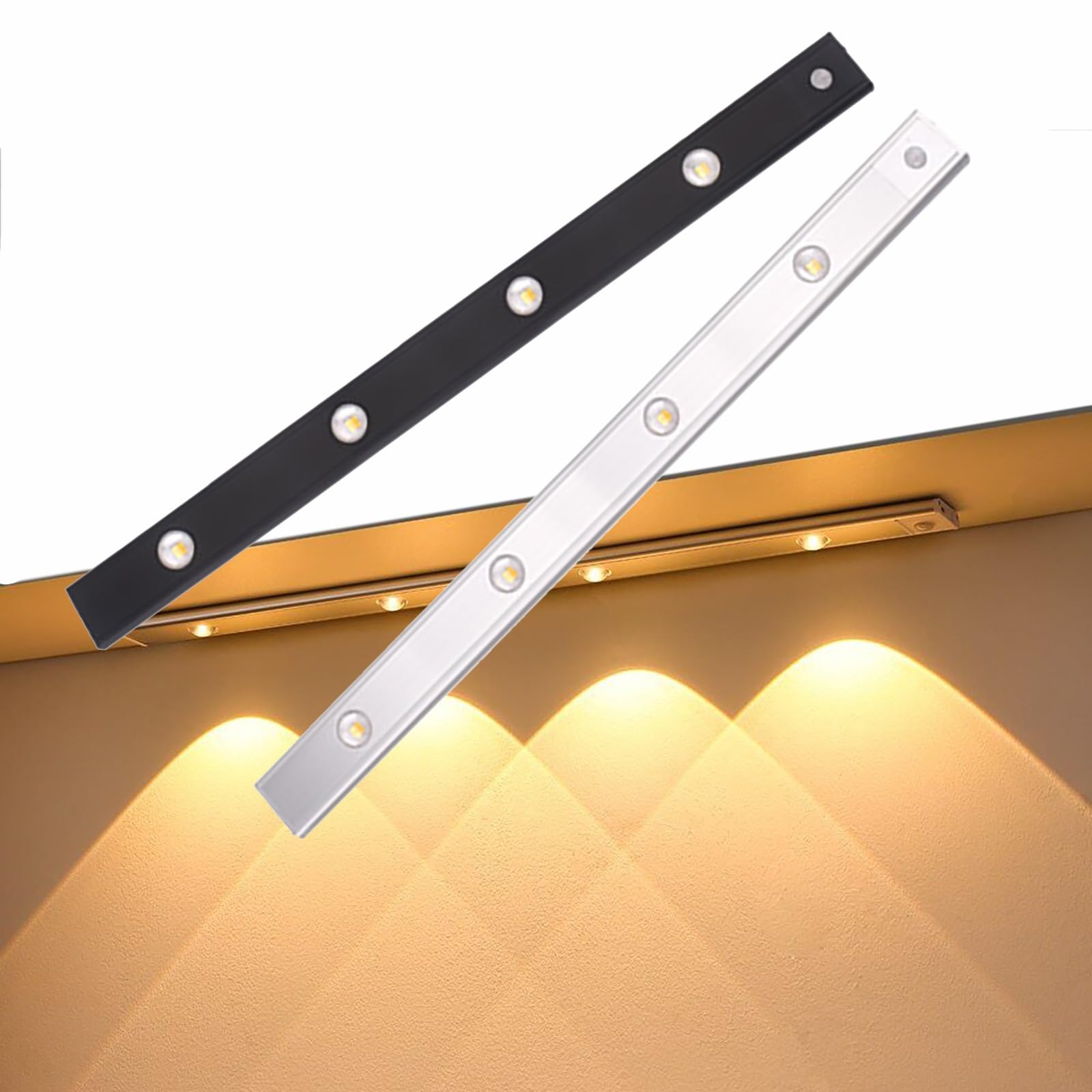 2-częściowe oświetlenie LED do szafek, oświetlenie podszafkowe, bezprzewodowe z 3 regulowanymi temperaturami barwowymi, lampka nocna z akumulatorem typu C do kuchni/sypialni/szafy/garażu (Color : 2-p