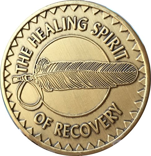 Wendells Healing Spirit Of Recovery Native American Feather Bronze Medallion Chip