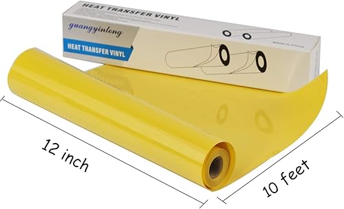 Miniatura 7 de Guangyintong - Rollos de vinilo HTV de transferencia de calor, de 30,5 cm x 3,05 metros con superficie mate, vinilo para planchar de color amarillo