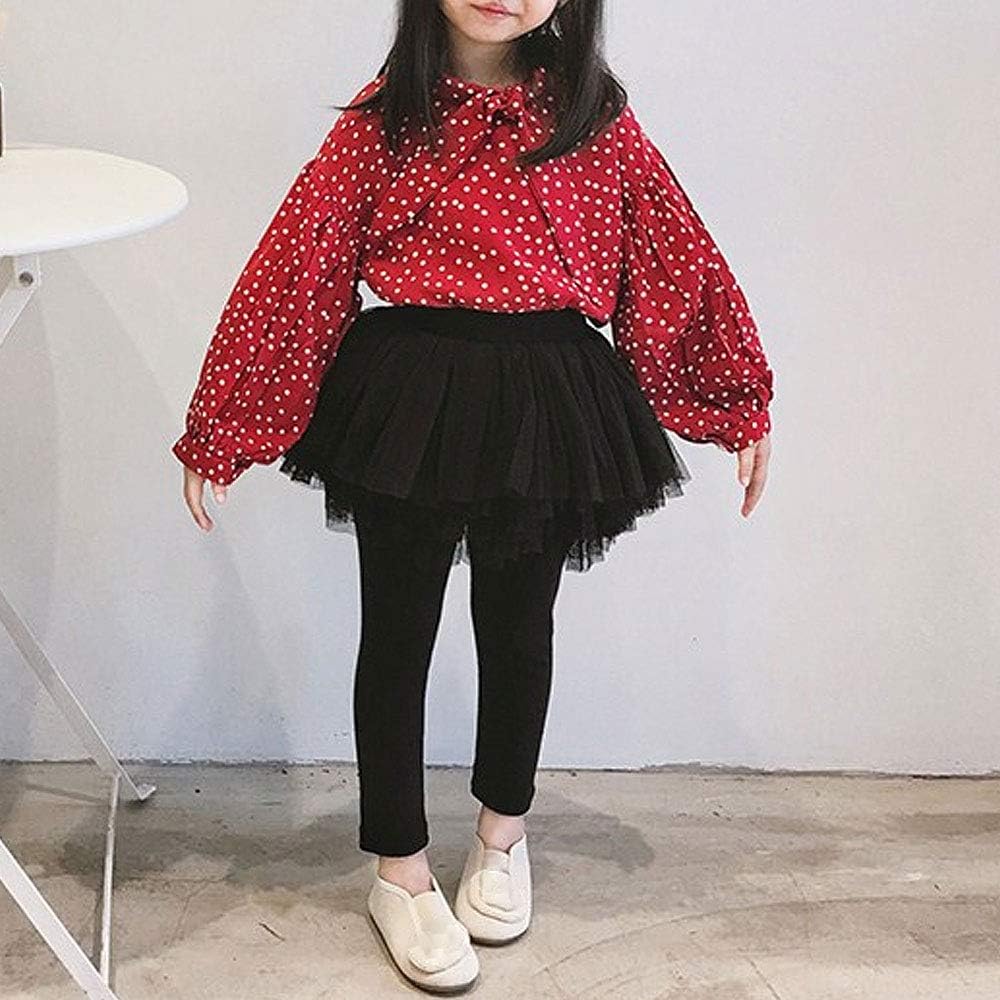 Auranso Little Girls Footless Leggings Pants with Lace Ruffle Tutu Skirt 2-12Y - Image 5