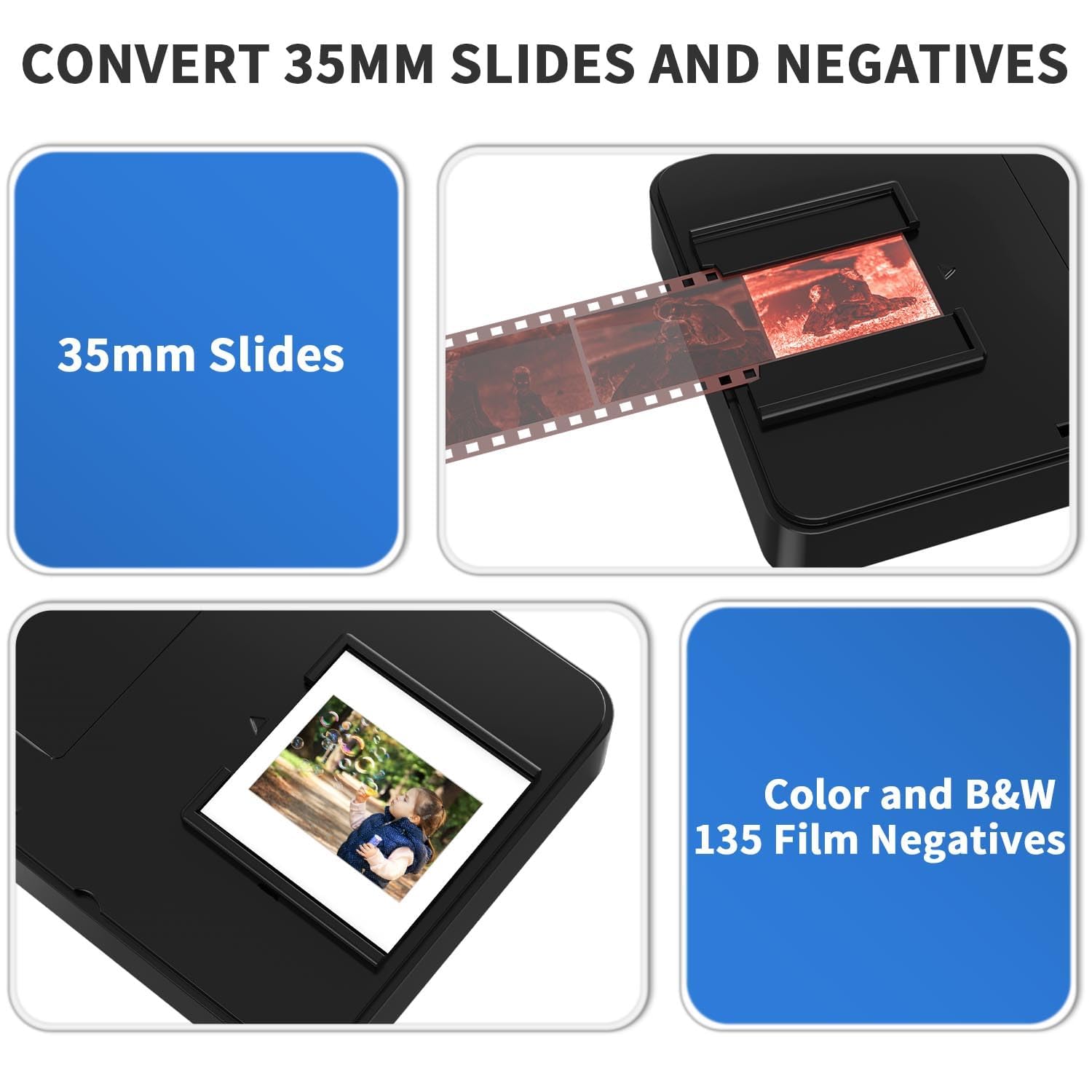 DigitConvert Scanner de film mobile de 35 mm pour convertir les diapositives et négatifs de 35 mm en photos numériques à l'aide de votre smartphone