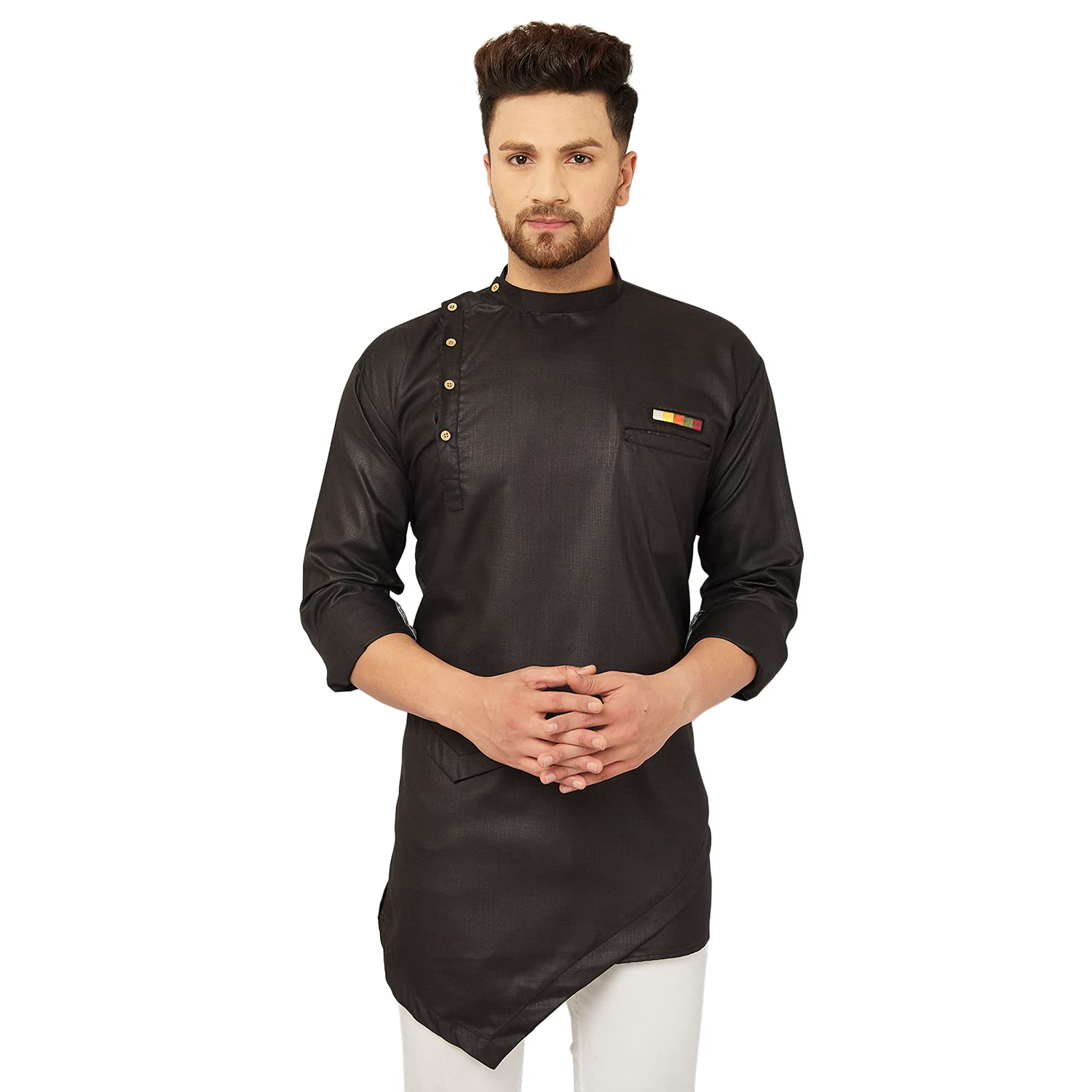 ben martin Men's Cotton Regular Fit Angrakha Kurta-picture-17
