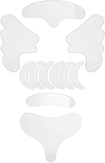 Tiras de remoção de rugas de rosto reutilizáveis 11 peças - almofadas de rosto de silicone remendos de rosto suavizantes remendos de rugas para testa, boca, olhos, boca, lábio superior e peito, conjunto de remoção de rugas
