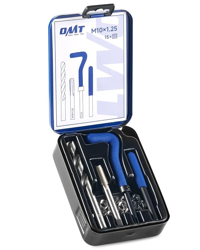 Kit de Reparo de Rosca M10x1.25 Orion Motor Tech com Broca HSS e Insertos de Aço Inoxidável 304, 15 peças