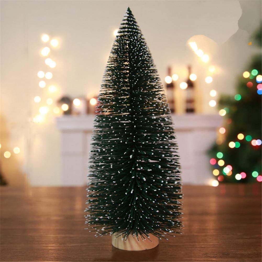 CraftVatika Artificial Mini Christmas Tree Miniature Table Decor Tree with Wooden Base - Christmas Xmas Tree for Home Office Living Room Decor - Christmas Decoration, Xmas Gifts for Office (Set of 1)