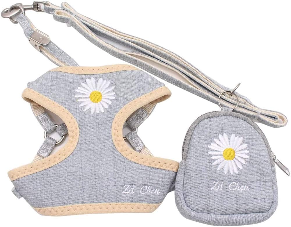 Pet Vest Harness and Leash with Cute Bags for Puppy Dog and Cat,No Pull Escape Proof Breathable Mesh Dog Harness Cat Harnesses for Outdoor Walking Or Hiking