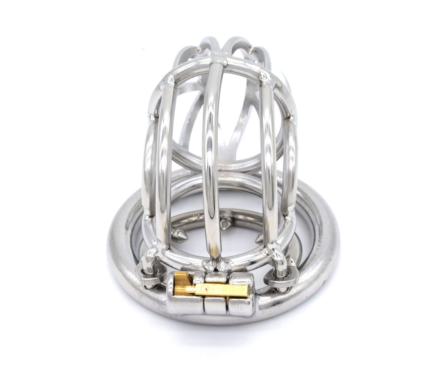 Cintura di castità da uomo Gabbia per pene curva in acciaio inossidabile con anello antigoccia Gabbia per pene Blocco per pene 3 dimensioni Anello per pene Bondage(50mm)
