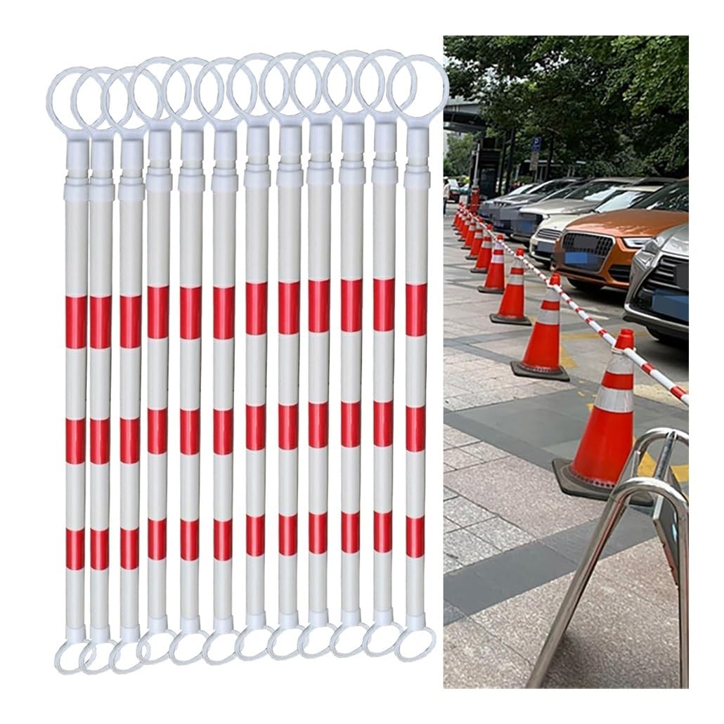SGKOMN Reflective Expandable Traffic Cone Barrier Bar, Adjustable 5.2 ft to 9.8 ft, Retractable Safety Cones for Parking Lots, Emergency Road Use, 1.6-3.0m-12pcs