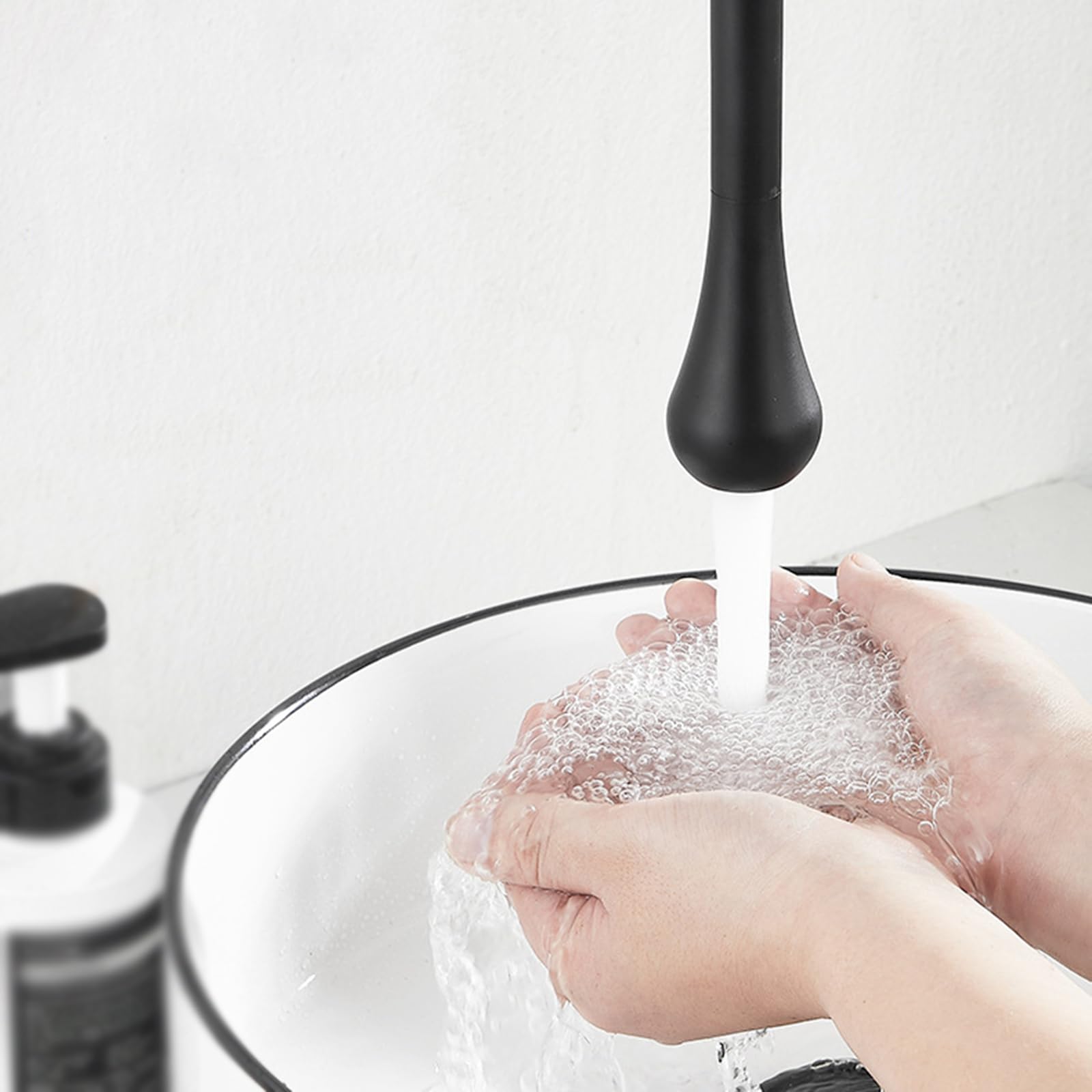 BiaoTeng Grifo de Lavabo Empotrado Pared Grifo Lavabo Techo Monomando Frío y Calor Latón Grifo Baño Empotrado Negro