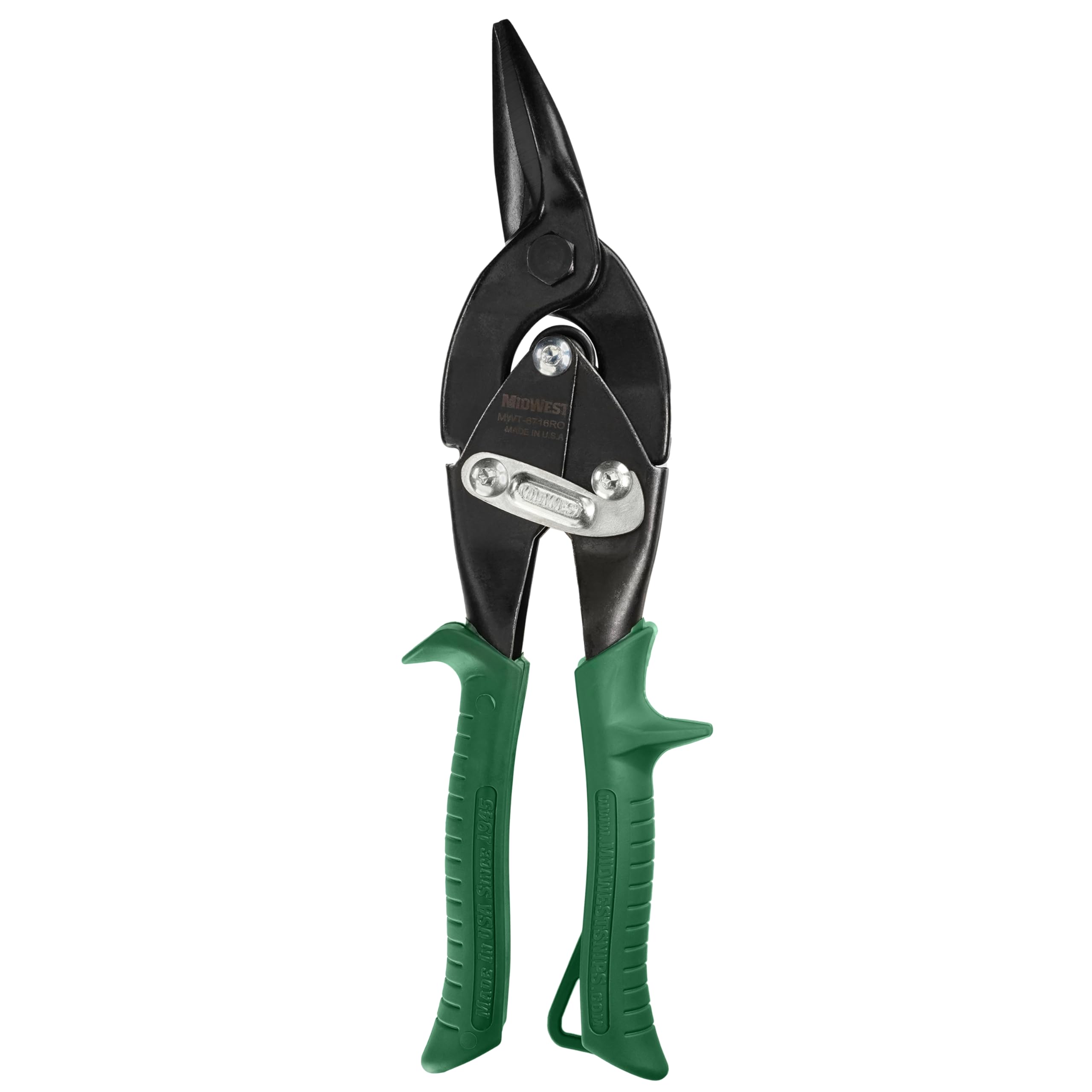 Midwest Blackout Series Aviation Snip - Right Cut Regular Tin Cutting Shears with Forged Blade & KUSH'N-Power Comfort Grips - MWT-6716RO