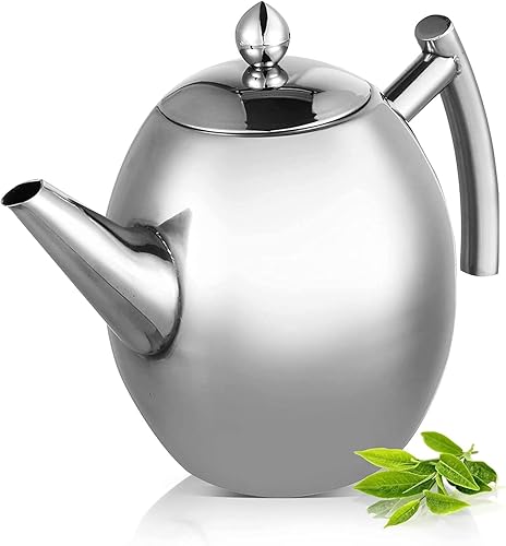 Tetera para café, tetera de acero inoxidable, tetera con filtro, de gran capacidad, tetera pulida para el hogar, hotel, cafetería, bar, restaurante,