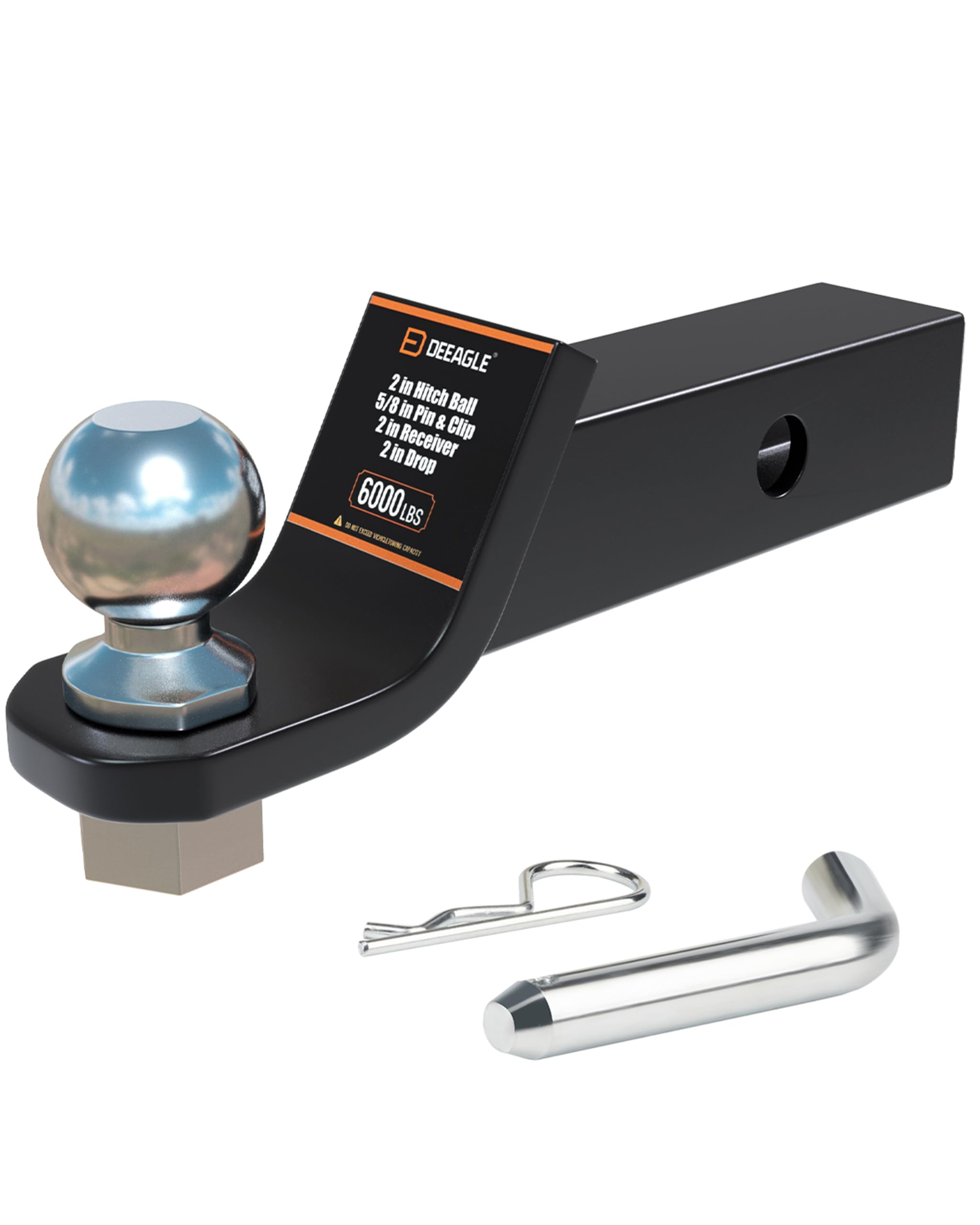 Photo 1 of ***missing locking nut***DEEAGLE 2 inch Ball Hitch with Pin, Heavy Duty Steel Receiver Hitches, Trailer Ball Hitch Fits 2 inch Receiver, 6000lbs, 2 in Drop