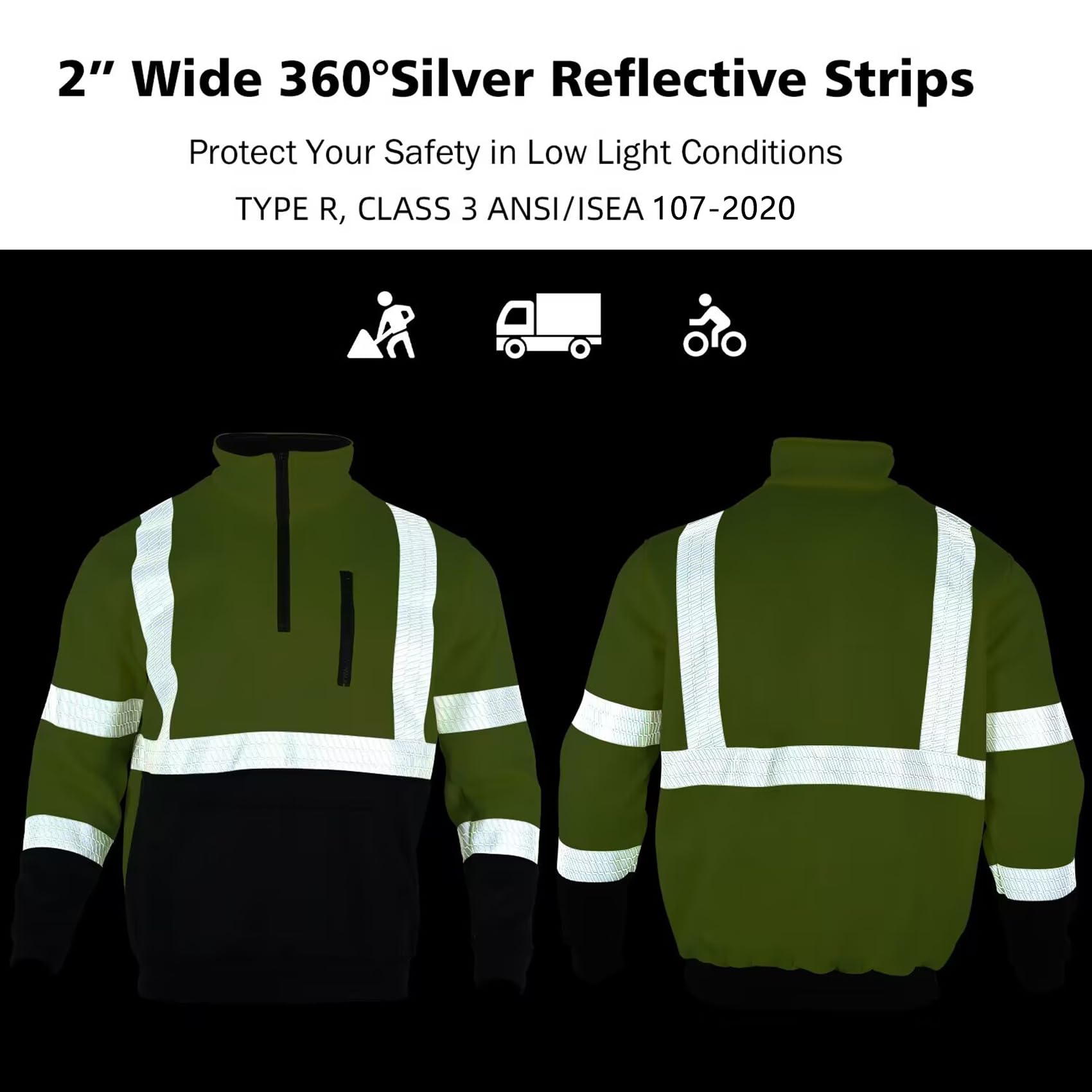 High Vis Jacket ANSI Class 3 High Visibility Safety Sweatshirt ...