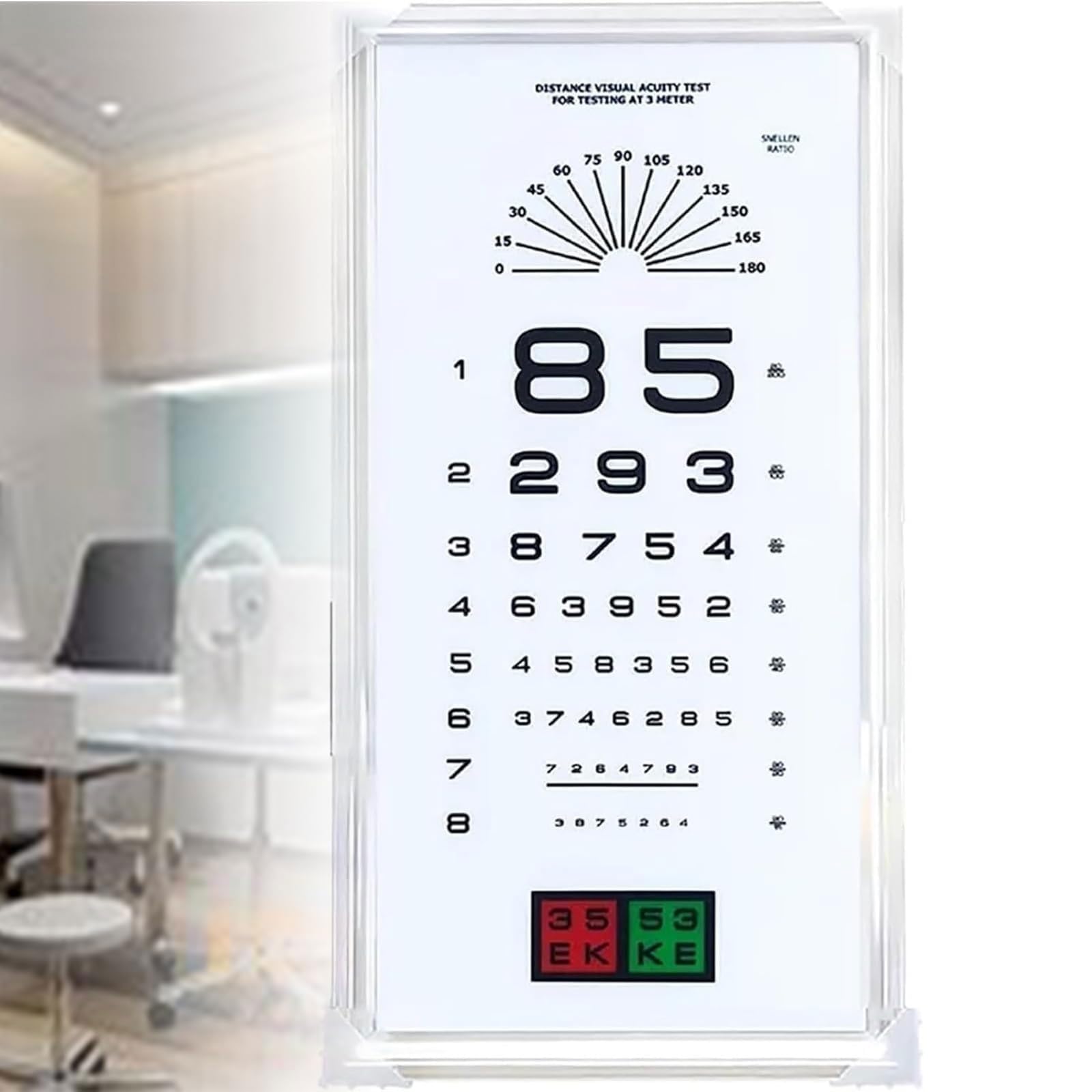 Tableau d'acuité visuelle rétroéclairé à intensité réglable pour examen de vision