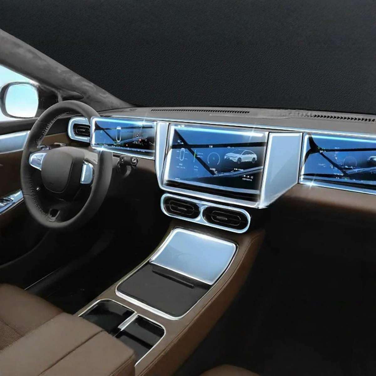 Car Interior Center Console Media Dashboard Navigation TPU Protector Film Anti-Scratch, for LEAPMOTOR C11 2022 2023
