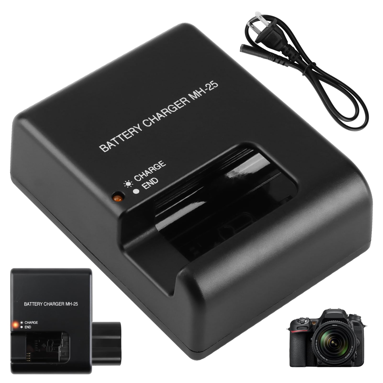 MH-25 Battery Charger for Nikon EN-EL15 EN-EL15a EN-EL15b EN-EL15c EP-5B D500 D600 D610 D750 D780 D800 D800E D810 D810A D850 D7000 D7100 D7200 D7500, Quick Charger for Coolpix Z5 Z6 Z6 II Z7 Z7II-image-7