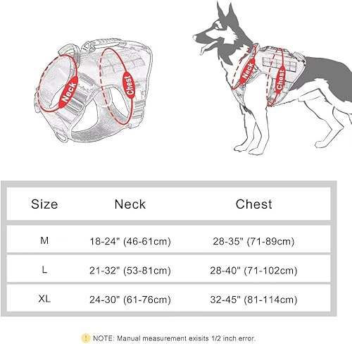 Miniatura 4 de Beirui Arnés táctico resistente para perro con bolsas y parches para perros medianos y grandes, arnés de chaleco militar resistente con asas, fácil