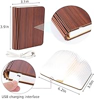 Vista 43 de XIUDI 8 Colors Small Folding Book Lamp,Wooden Book Lights,Upgraded Version Portable Desk Light,Novelty LED Paper Lantern with USB Rechargeable Night