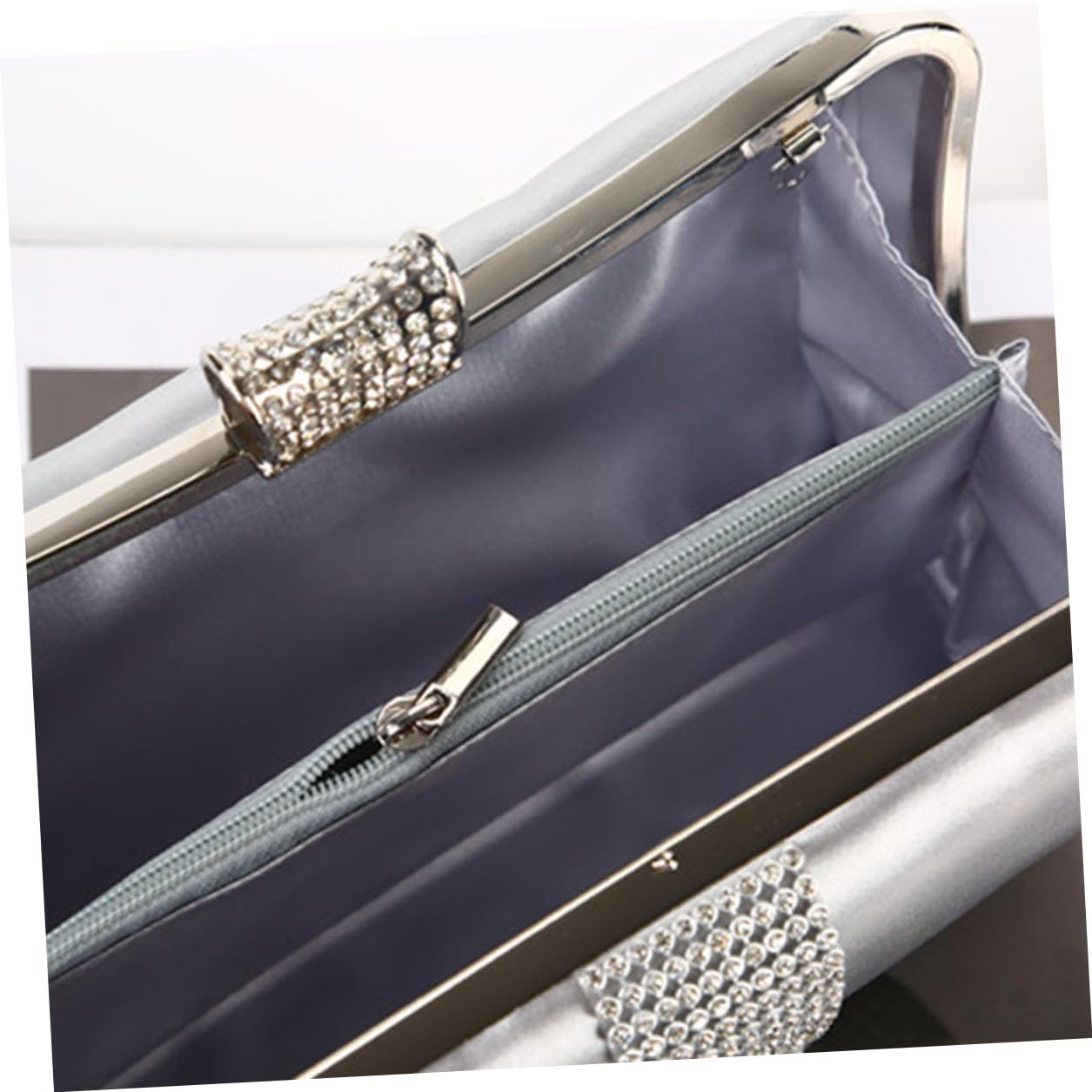 VALICLUD Pochette da Sera con Cristalli Argento, Design Cuscino Classico