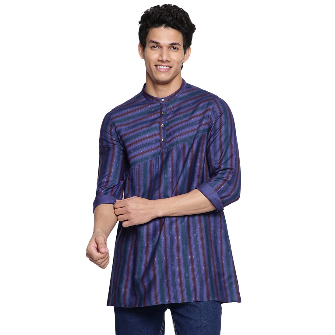 fabindia FabBasics Men Viscose Silk Printed Slim Fit Kurta-picture-29