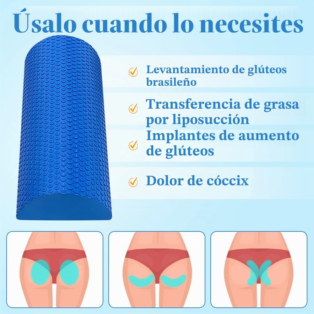 Almohada brasileña de levantamiento de glúteos para después de la cirugía, elevador de inodoro azul, almohada de asiento elevador de espuma