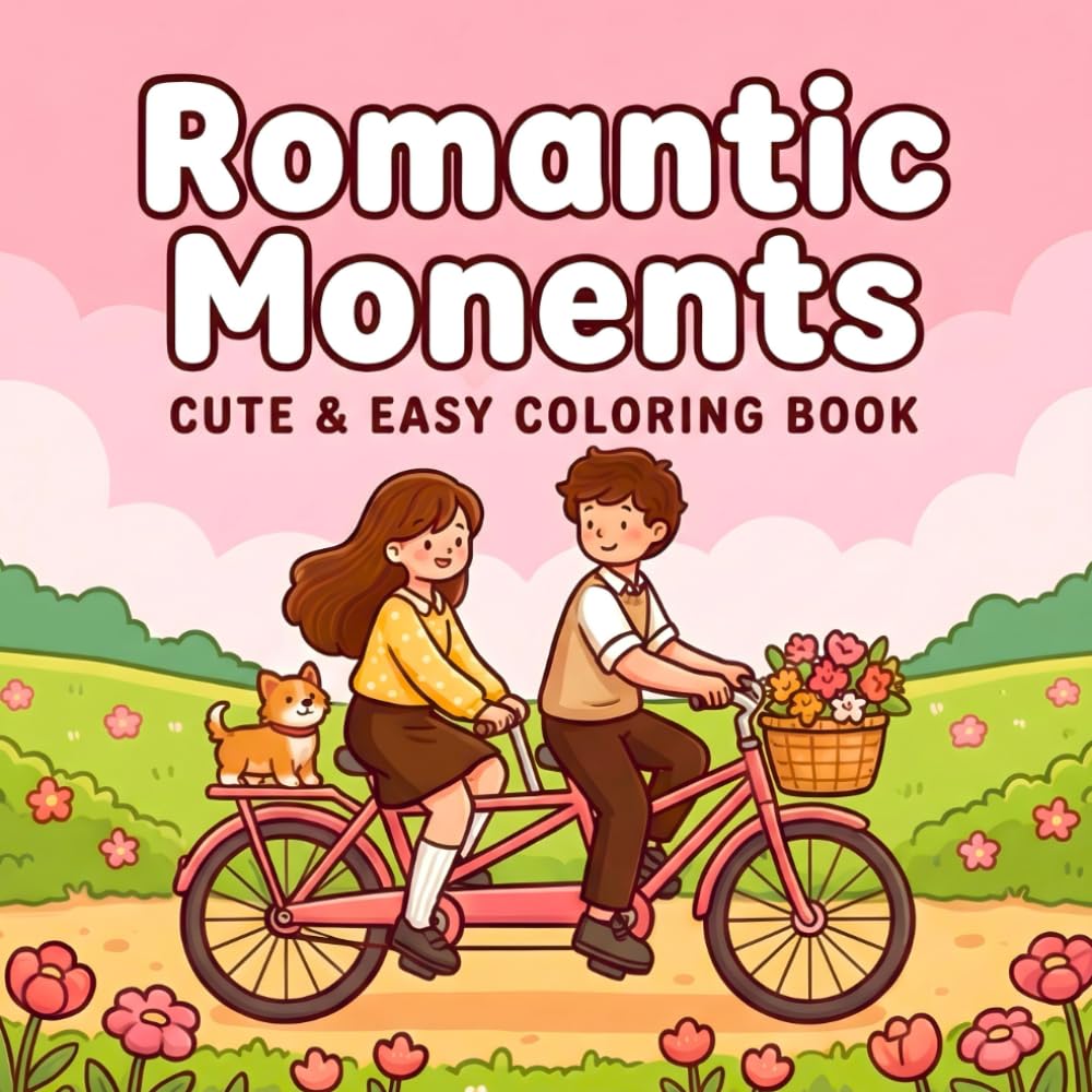 Romantic Moments Coloring Book: 50 Designs | Cute & Easy Love Moment | Designed for Adults and Kids | Stress Relieving