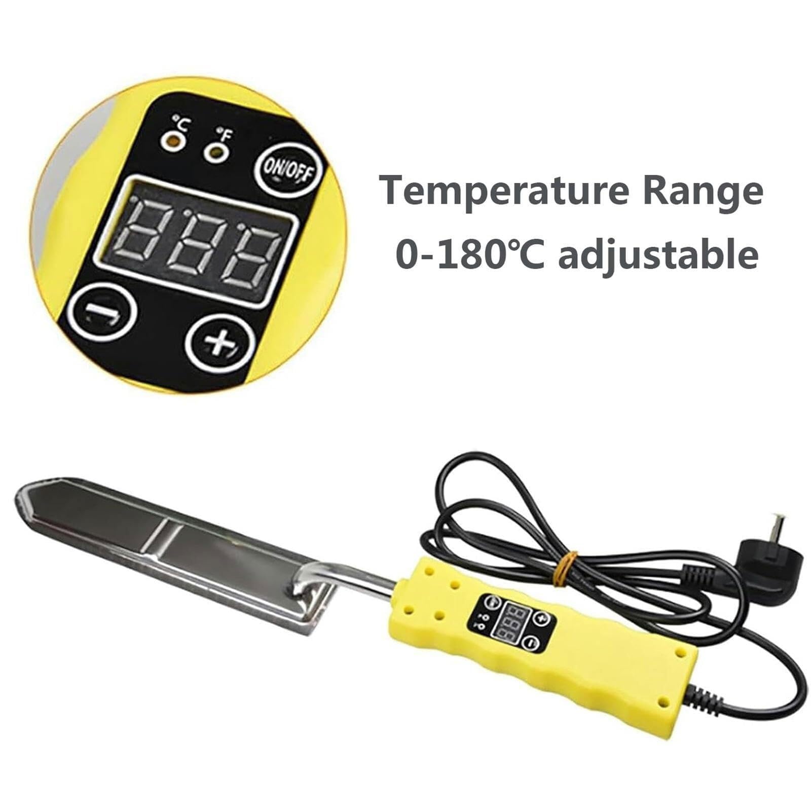 ZbOLi Coltello Elettrico per Disopercolare Il Miele, Taglierina per l'estrazione del Miele in Acciaio Inossidabile con Temperatura Regolabile 0-180 ℃, Taglierina Riscaldante Riutilizzabile per Cera