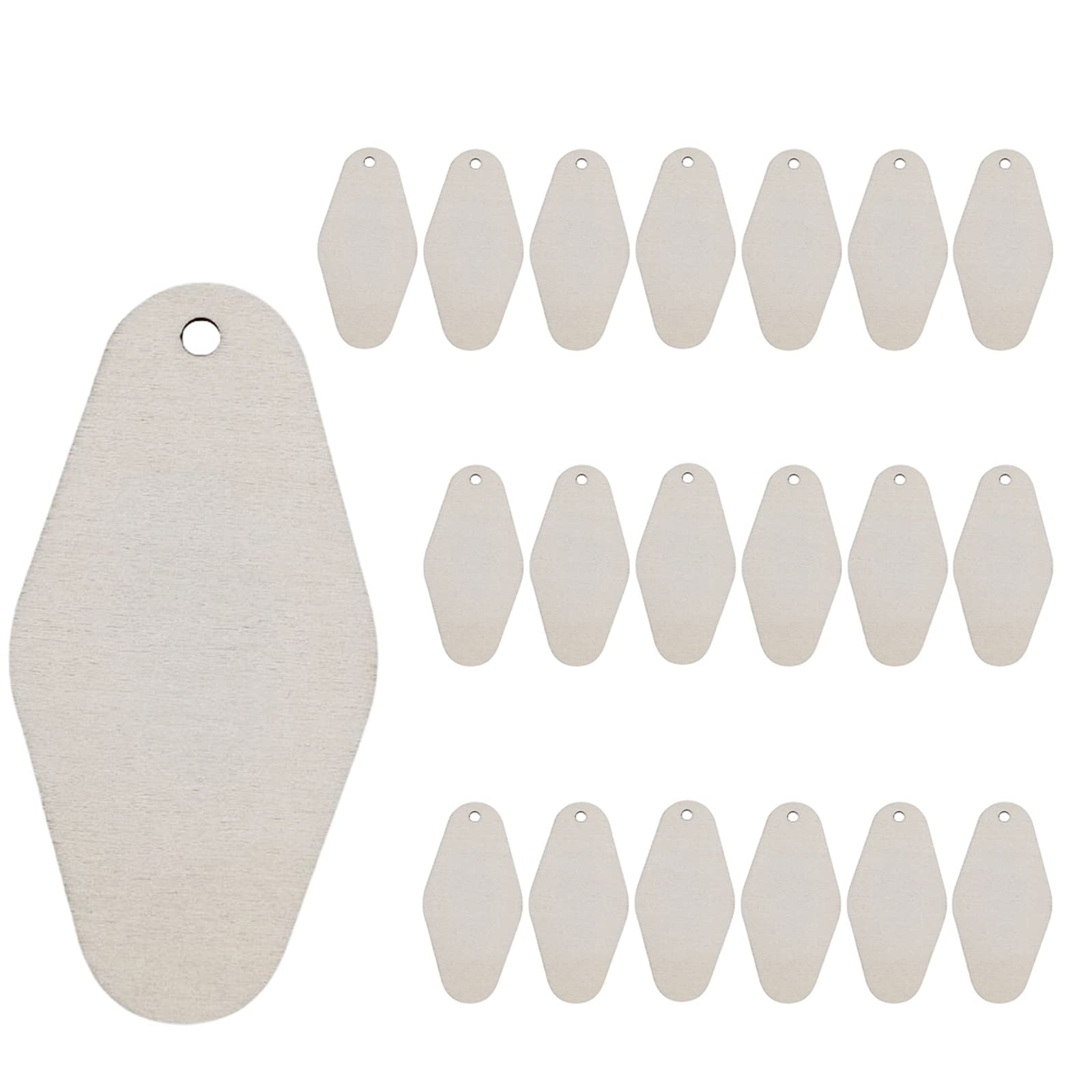 NwsrayuBlank Wooden Tags Hotel Keychains Bulk Vintage Motel Keychain DIY Craft Wood tags Thanksgiving Christmas Birthday Party Decor(20), Khaki, 1.77