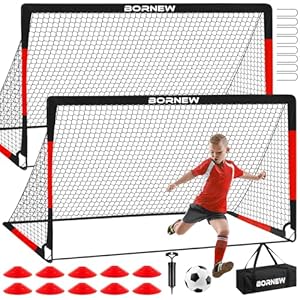 Bornew Kinder-Fußballtor-Set 2er Modell Garten