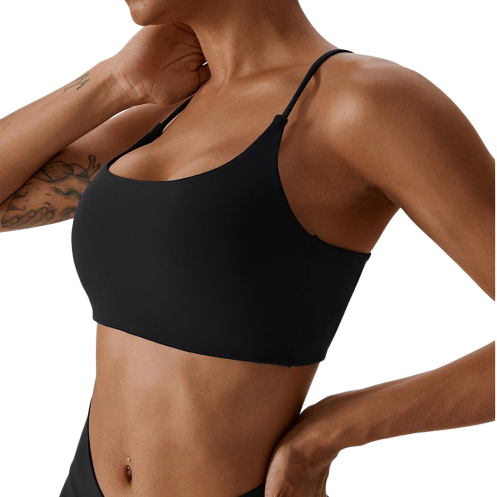 CHENSHI Sujetador Deportivo Mujer Mujeres Fitness Sport Bra Top Gym Yoga Ropa Interior Atlética con Almohadilla De Pecho Cuello En U Correas Espagueti Belleza Cruzada-n-l
