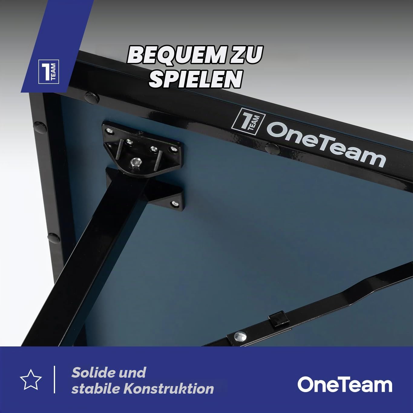 OneTeam Tischtennisplatte für Indoor-Spiele mit Gitternetz und klappbaren Platten mit 2 Ball- und Palettenablagefächern Transportrollen mit Feststellfunktion