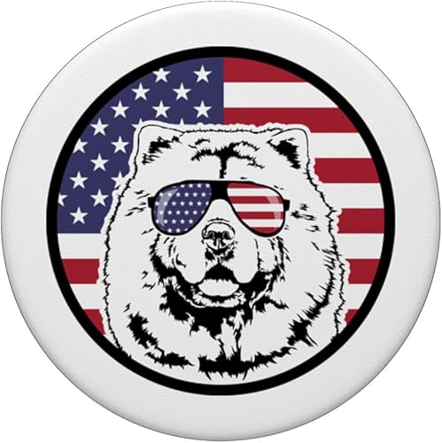 Miniatura 3 de Funny Proud Chow Chow American Flag sunglasses patriotic dog PopSockets Standard PopGrip