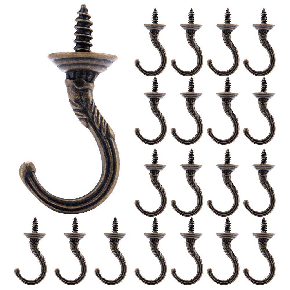 20PCS Ganci a vite per soffitto a parete vintage, ganci a vite per soffitto Ganci per tazza per utensili da cucina da giardino (bronzo)