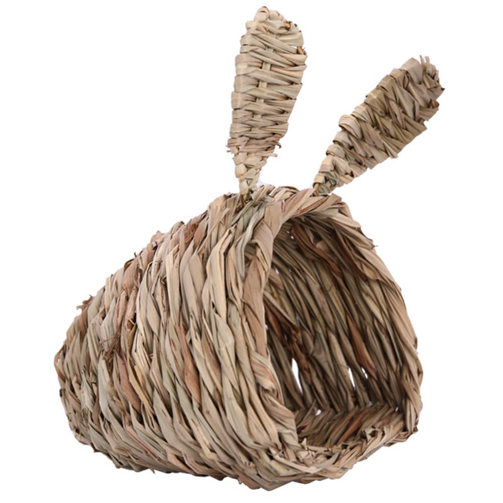 VILLCASE Rabbit Grass House, Handmade Woven Grass Chinchilla Nest Rabbit Sleeping Nest Bunny Natural Hideaway Play Toys Hamster Chew Toys for Guinea Pig Gerbils Chinchilla Small Animals