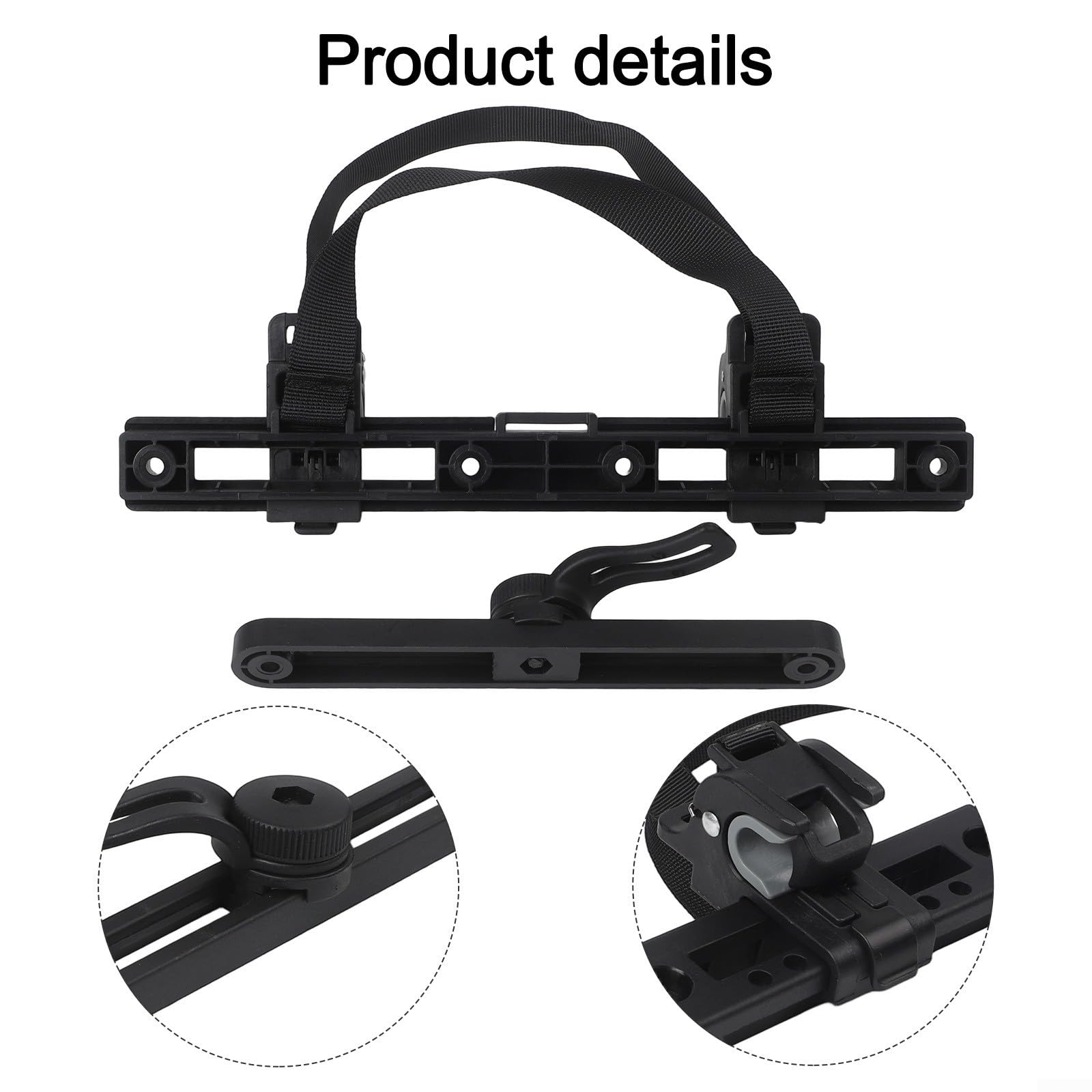 Besttoolifes PA66+GF - Kit de hebilla de gancho para alforja de bicicleta con ajuste de 7 posiciones, soporte de montaje de bolsa lateral para alforjas de bicicleta, 266 mm de longitud, color negro